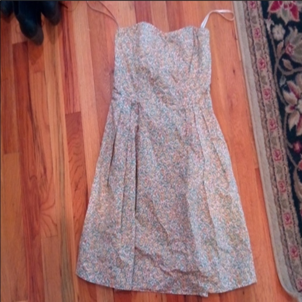 Cotton Floral Strapless Dress